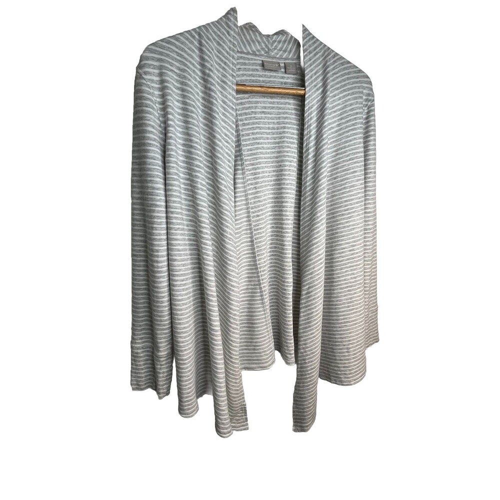 Chicos Gray Stripe Multi Tone coast Light Layering Knit Top Blouse sz 2 / L (15)